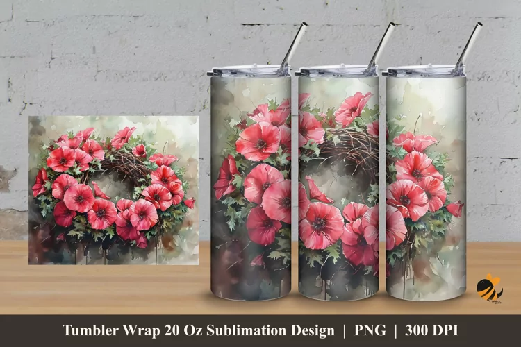 Flower Arrangement Tumbler Wrap Sublimation Design 3