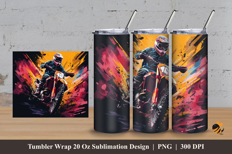 Motocross With Texture Tumbler Wrap Sublimation Design 3 example image 1