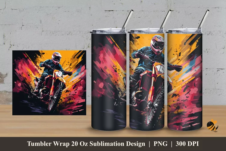Motocross With Texture Tumbler Wrap Sublimation Design 3