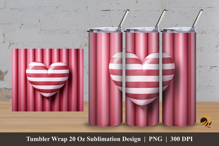Love Stripe Tumbler Wrap Sublimation Design 3