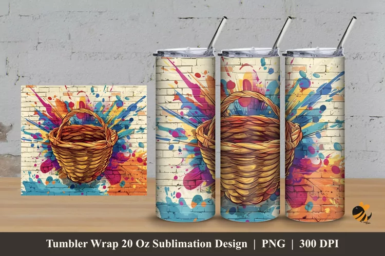 Street Art Basket Tumbler Wrap Sublimation Design 3