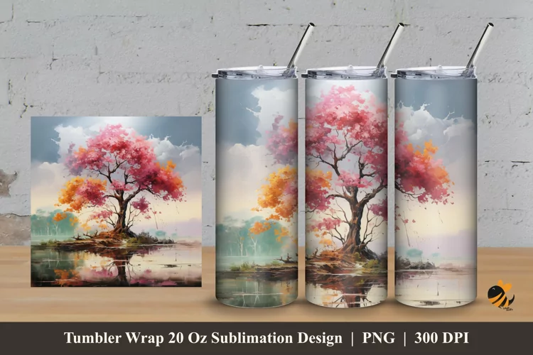 Beautiful Tree Tumbler Wrap Sublimation Design 3