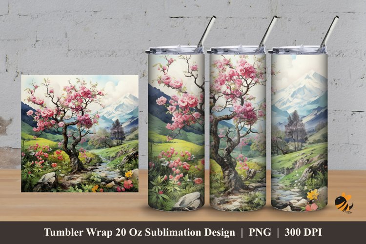 Painting Nature Tumbler Wrap Sublimation Design 3 example image 1