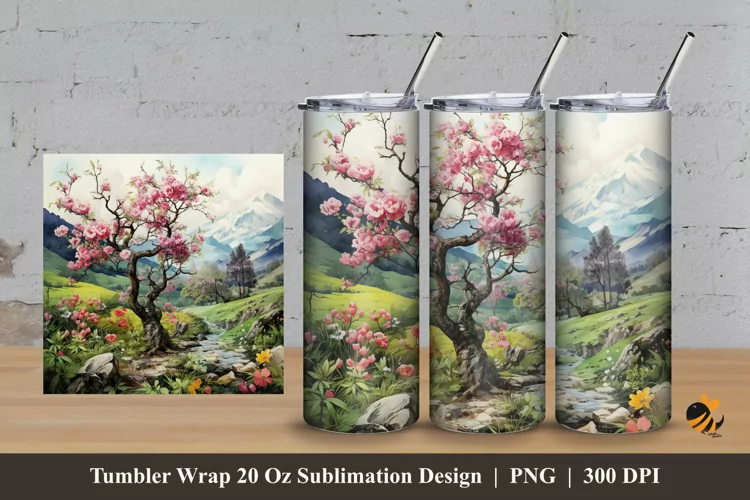 Painting Nature Tumbler Wrap Sublimation Design 3