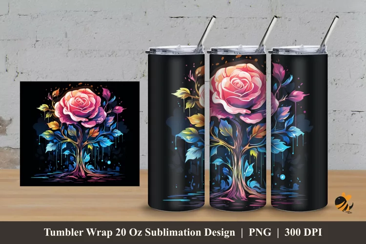 Rose Imagination Tumbler Wrap Sublimation Design 3