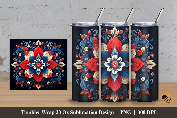 Java Mandala Tumbler Wrap Sublimation Design 3 example image 1