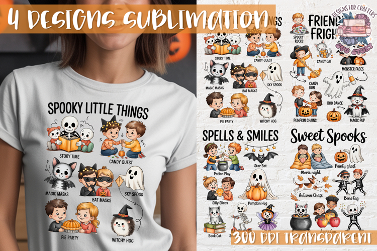 Cute Halloween Clipart PNG Sublimation Cozy Ideas 4 Designs
