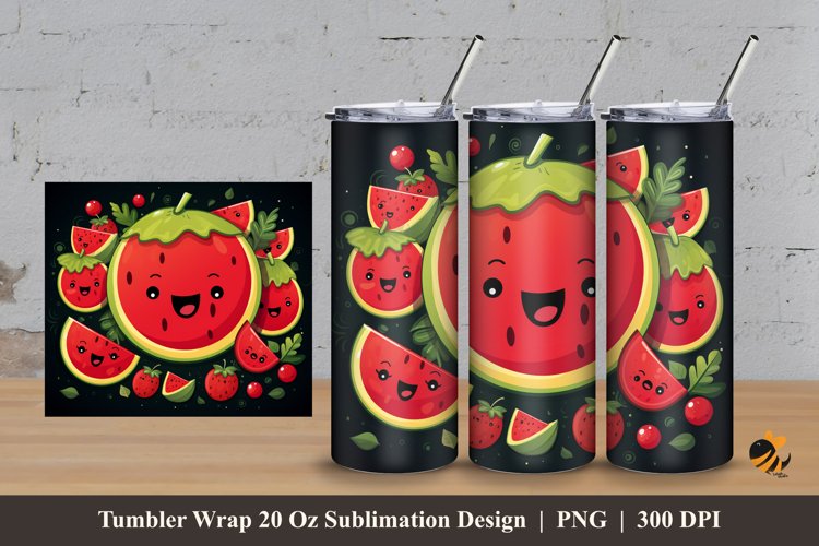 Cute Watermelon Tumbler Wrap Sublimation Design 3