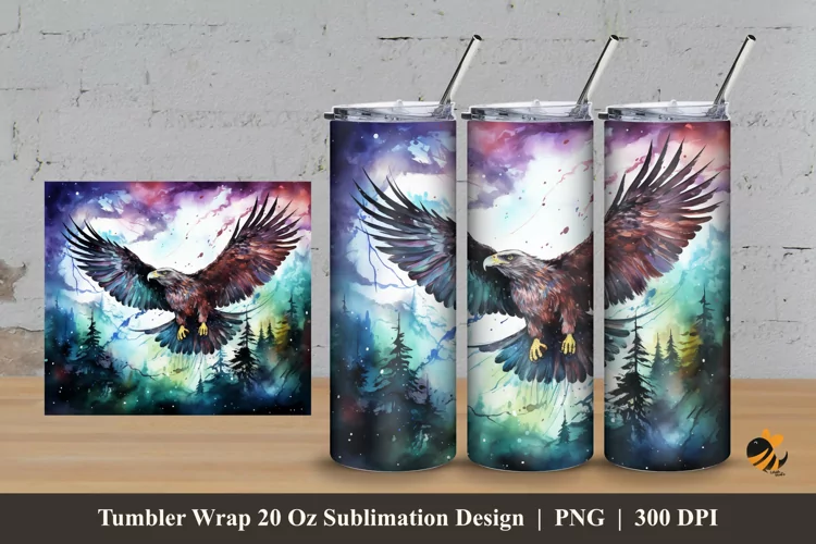 Northern Eagle Tumbler Wrap Sublimation Design 3
