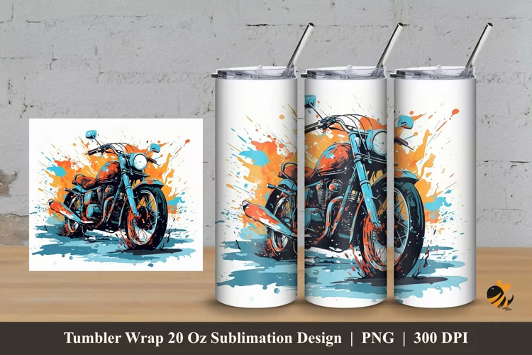 Custom Motorbike Tumbler Wrap Sublimation Design 3