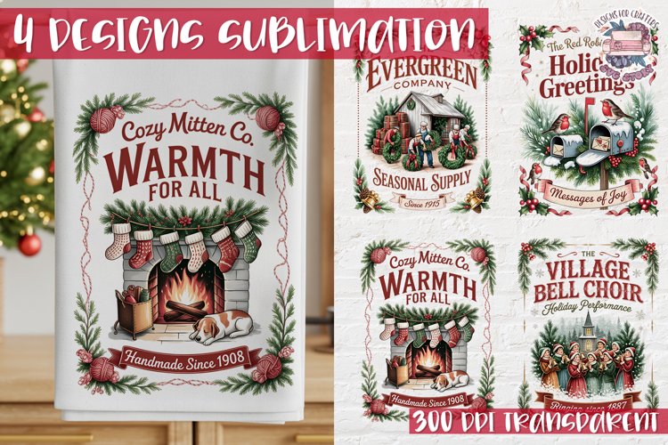 Christmas Vintage Quote Clipart PNG Sublimation 4 Design
