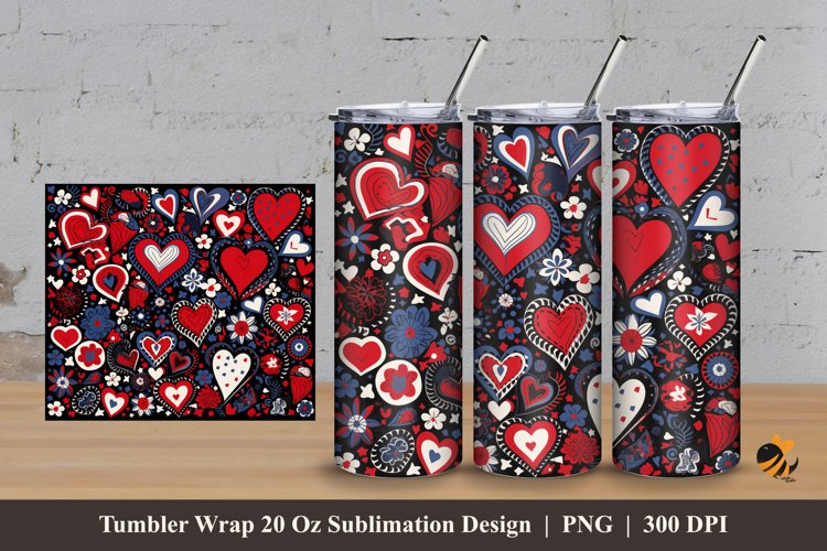 Handdrawn Loves Tumbler Wrap Sublimation Design 3