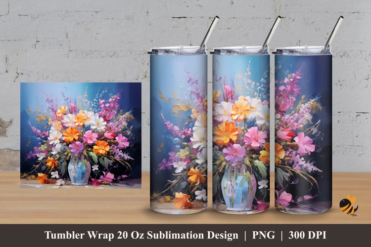 Flowers and Colors Tumbler Wrap Sublimation Design 3