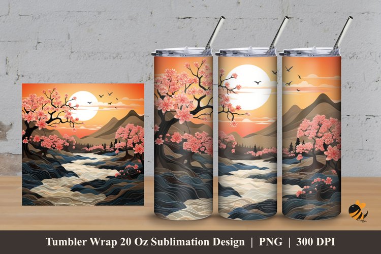 Beauty Sunrise Tumbler Wrap Sublimation Design 3 example image 1
