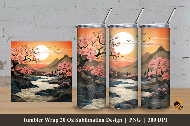Beauty Sunrise Tumbler Wrap Sublimation Design 3