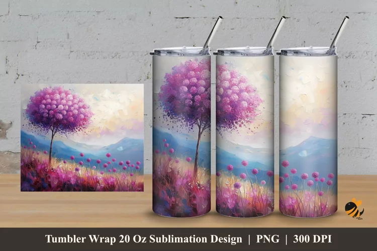 Purple Allium Tumbler Wrap Sublimation Design 3