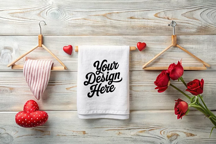 Valentine's Day Towel Mockup | Valentine's Day Mockup JPG