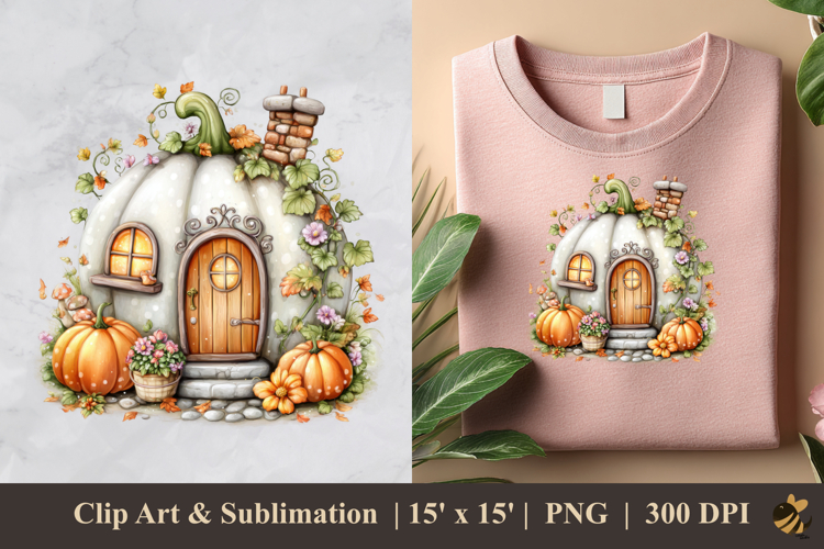 Mushroom House Fall DTF Sublimation Clipart Design 3