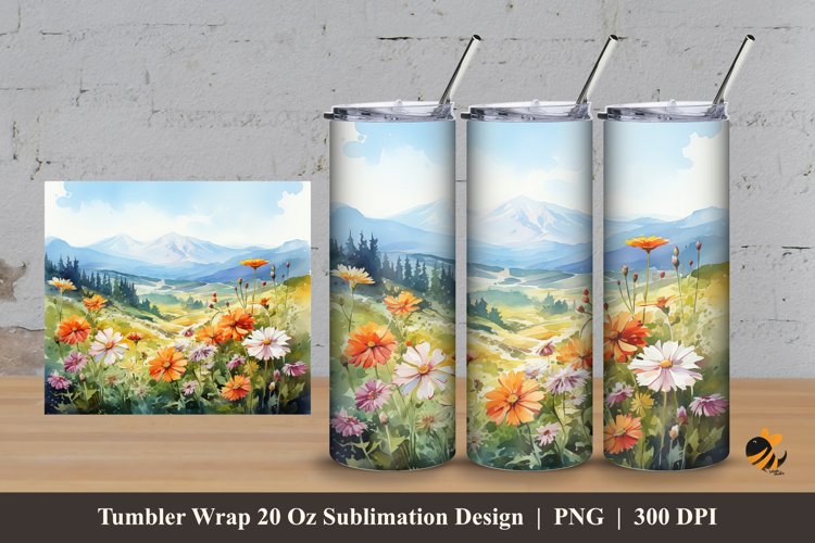 Mountain Plants Tumbler Wrap Sublimation Design 3