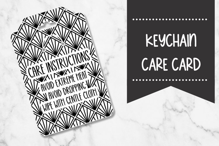 Black & White Retro Floral | Keychain Care Card example image 1