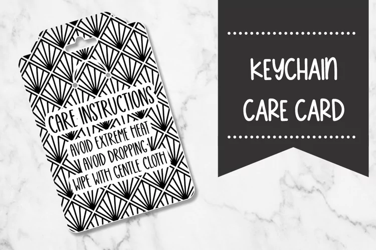 Black & White Retro Floral | Keychain Care Card