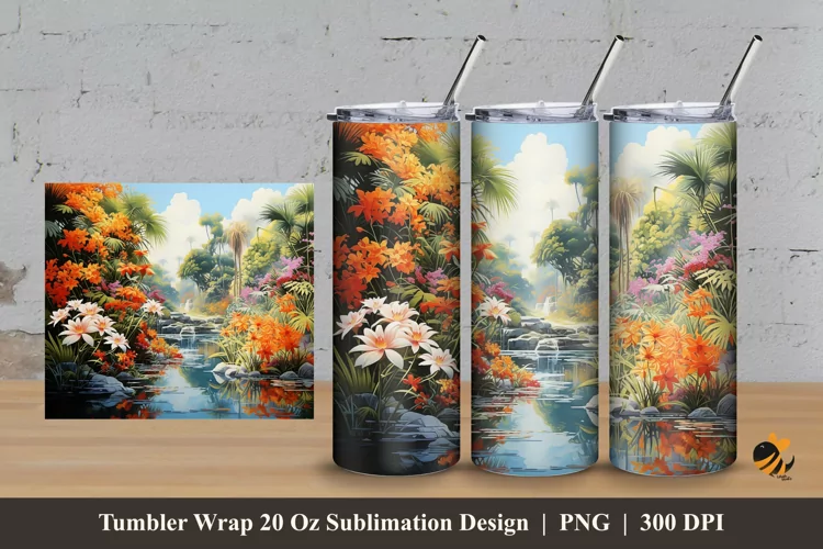 River Park Tumbler Wrap Sublimation Design 3