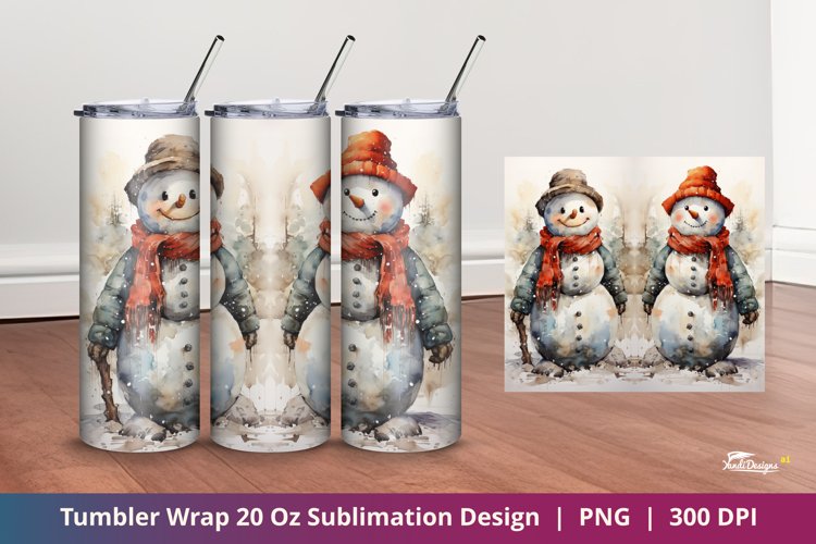 Adorable Snowman Winter Snow Tumbler Wrap Sublimation 3