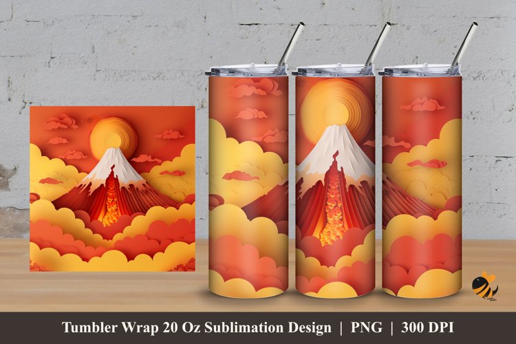 Mountain Explotion Tumbler Wrap Sublimation Design 3 example image 1
