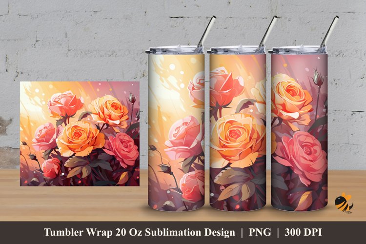 Senja Rose Tumbler Wrap Sublimation Design 3 example image 1