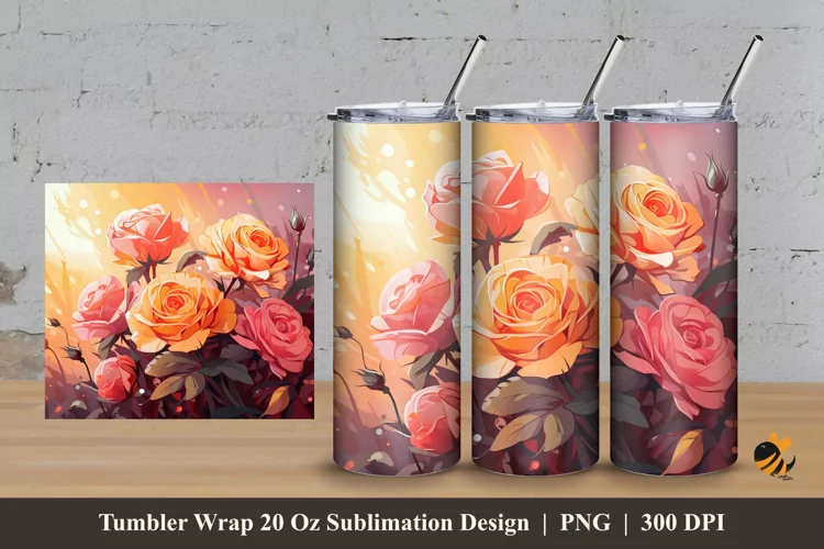 Senja Rose Tumbler Wrap Sublimation Design 3