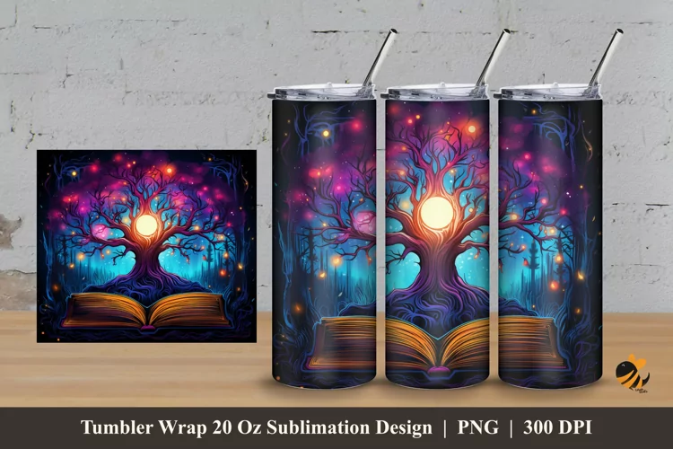Book With Effect Tumbler Wrap Sublimation Design 3