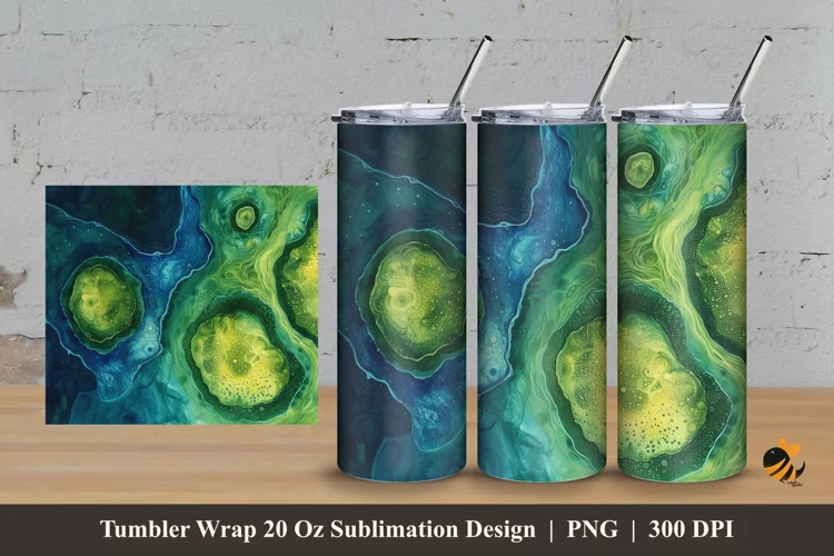 Green Amoeba Tumbler Wrap Sublimation Design 3