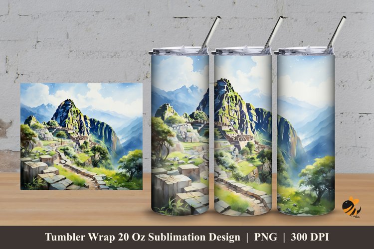 Hill View Tumbler Wrap Sublimation Design 3 example image 1