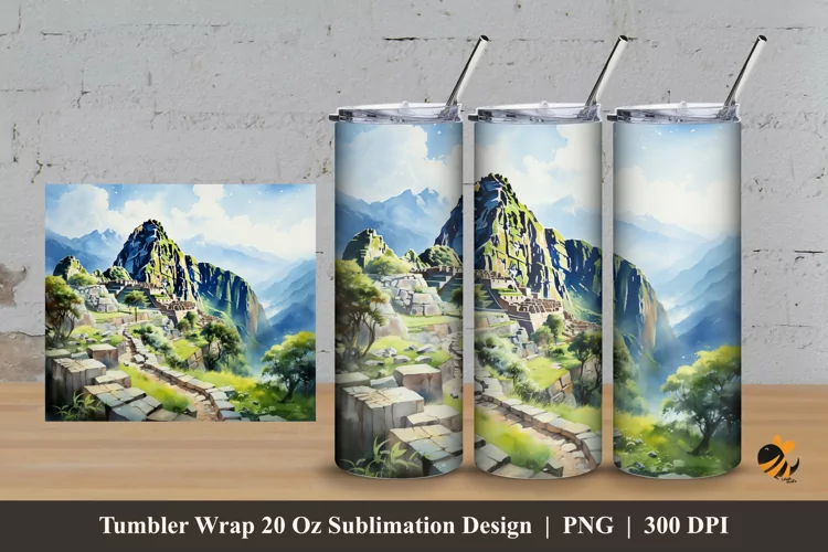 Hill View Tumbler Wrap Sublimation Design 3