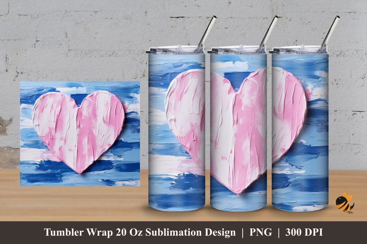 Painting Oil Love Tumbler Wrap Sublimation Design 3 example image 1