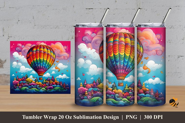 Colorful Ballon Tumbler Wrap Sublimation Design 3 example image 1
