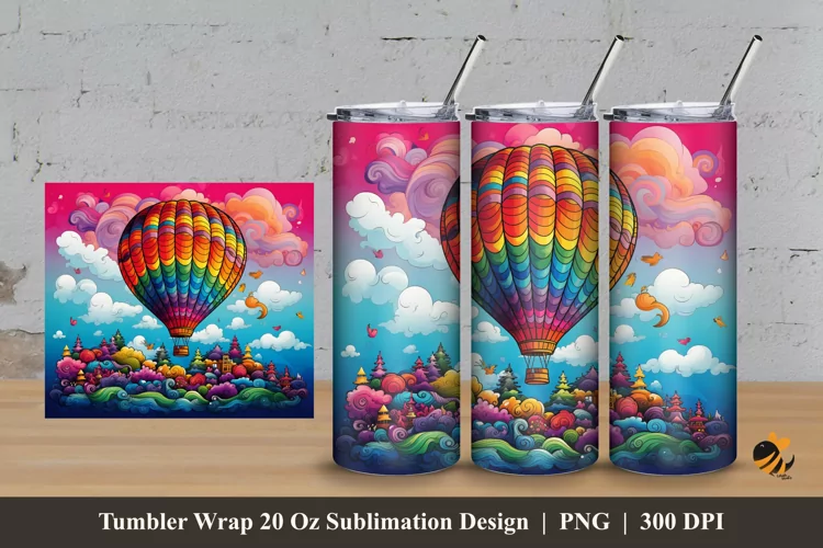 Colorful Ballon Tumbler Wrap Sublimation Design 3
