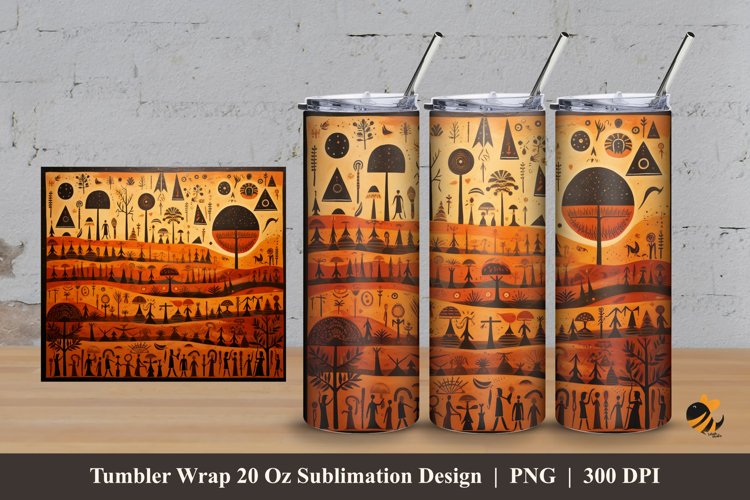 Ancient Relief Tumbler Wrap Sublimation Design 3