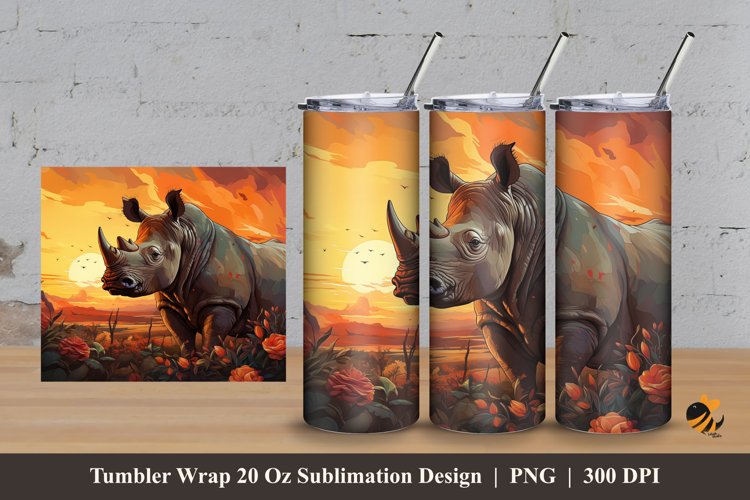 Rhinoceros Tumbler Wrap Sublimation Design 3