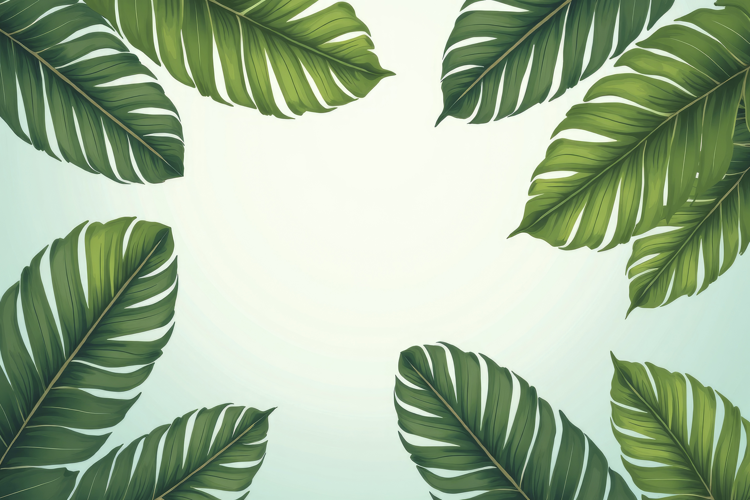 Palm Leaves Border Background