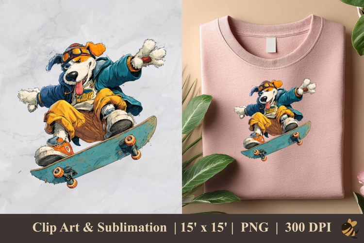 Skater Dog DTF Sublimation Clipart Design 3