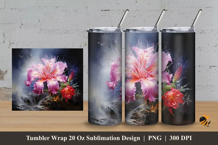 Brazilian Flower Tumbler Wrap Sublimation Design 3