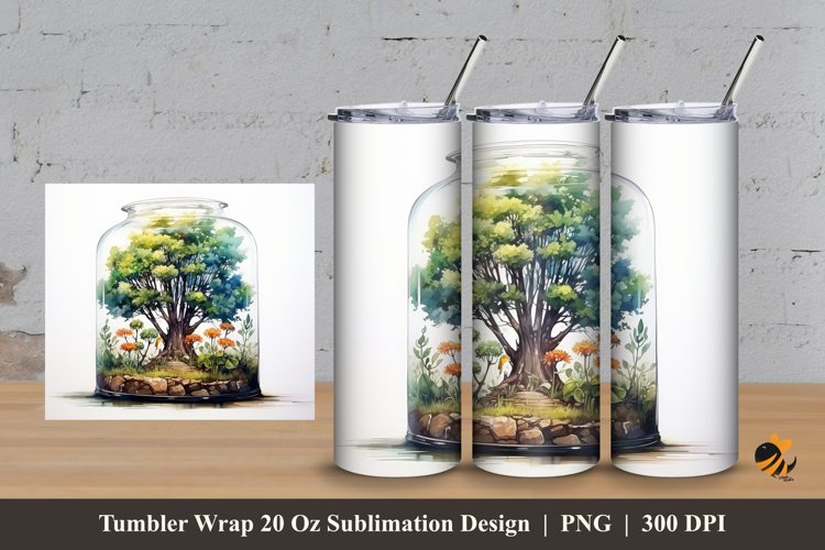 Mini Aquascape Tumbler Wrap Sublimation Design 3 example image 1