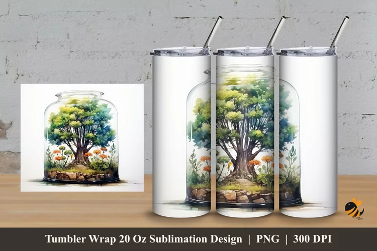Mini Aquascape Tumbler Wrap Sublimation Design 3