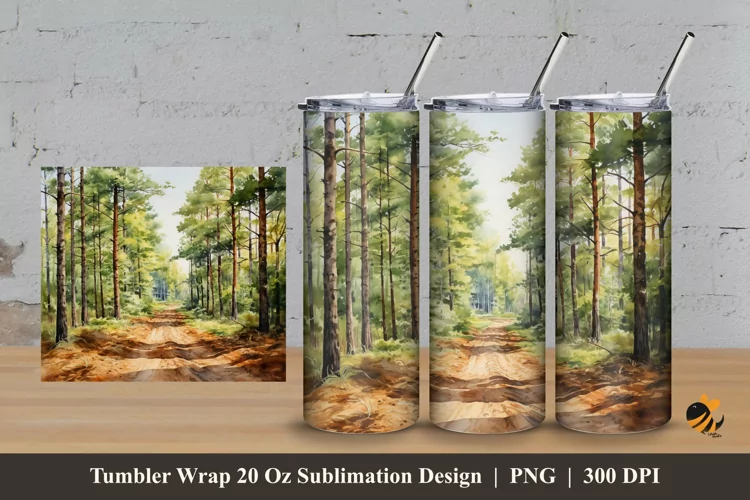 Pine Forest Road Tumbler Wrap Sublimation Design 3
