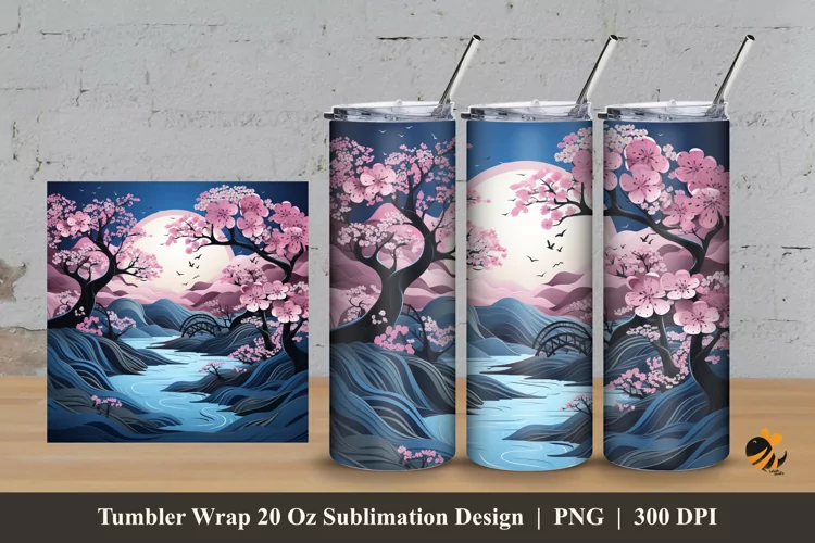 Lovely Panoramic Tumbler Wrap Sublimation Design 3