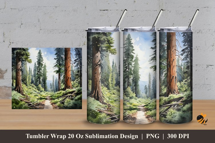 Sequoia Tree Tumbler Wrap Sublimation Design 3 example image 1