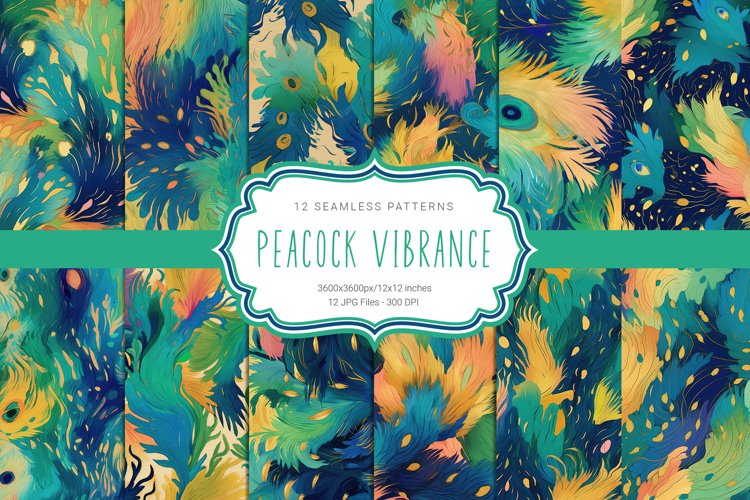 Peacock Vibrance Seamless Patterns