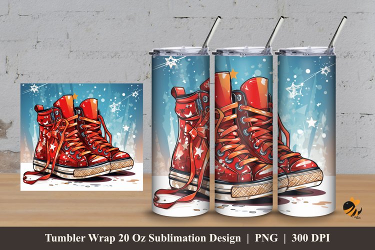 Winter Footwear Tumbler Wrap Sublimation Design 3 example image 1