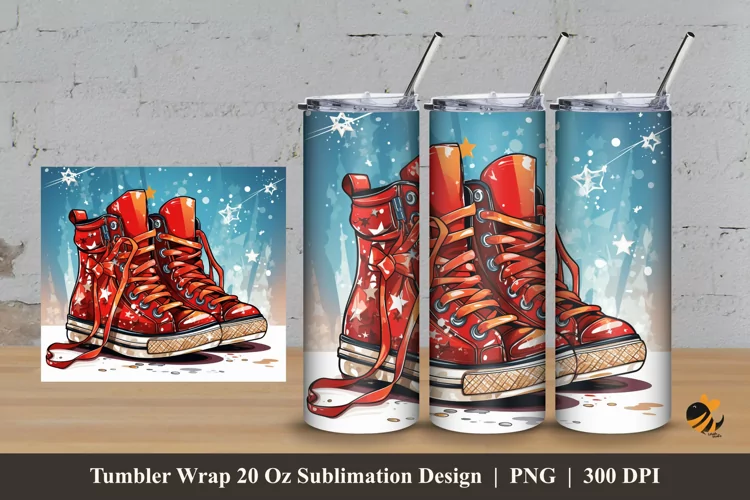 Winter Footwear Tumbler Wrap Sublimation Design 3